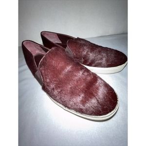 VINCE Berlin Calf Hair Slip On Low Top Sneakers Black sz 8.5 Chocolate Brown